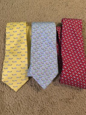 Vineyard Vines Yellow, Light Blue, Red Novelty Whale & Turtle Ties